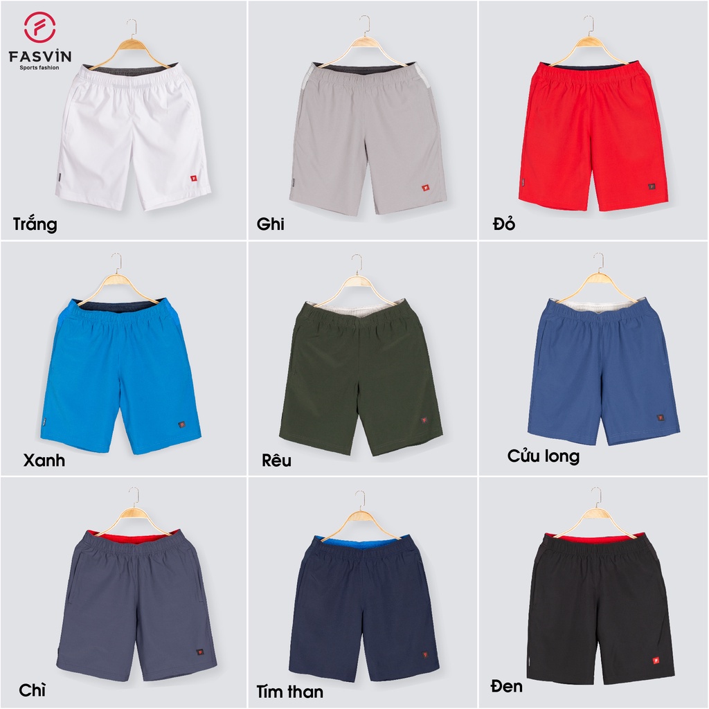 Quần đùi nam BIG SIZE  FASVIN vải dù gió co giãn mềm mát túi có khóa cho người từ 80- 120 kg D20206.SG
