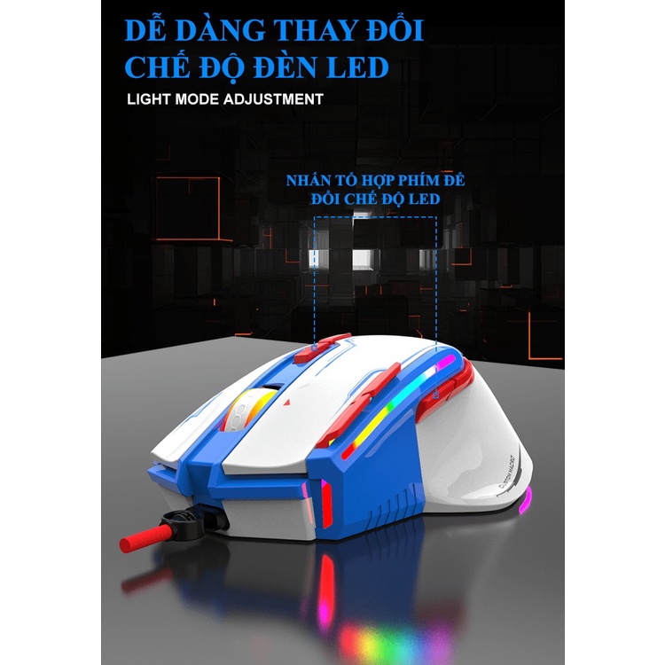 Chuột có dây K-Snake Q15 tốc độ chuột lên đến 6400DPI với đèn led RGB có thể điều chỉnh nhiều chế độ LED - NK