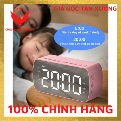 (Hàng có sẵn) Loa Bluetooth mặt gương hiển thị LED- Loa Bluetooth- Đài FM- Đồng Hồ Báo Thức