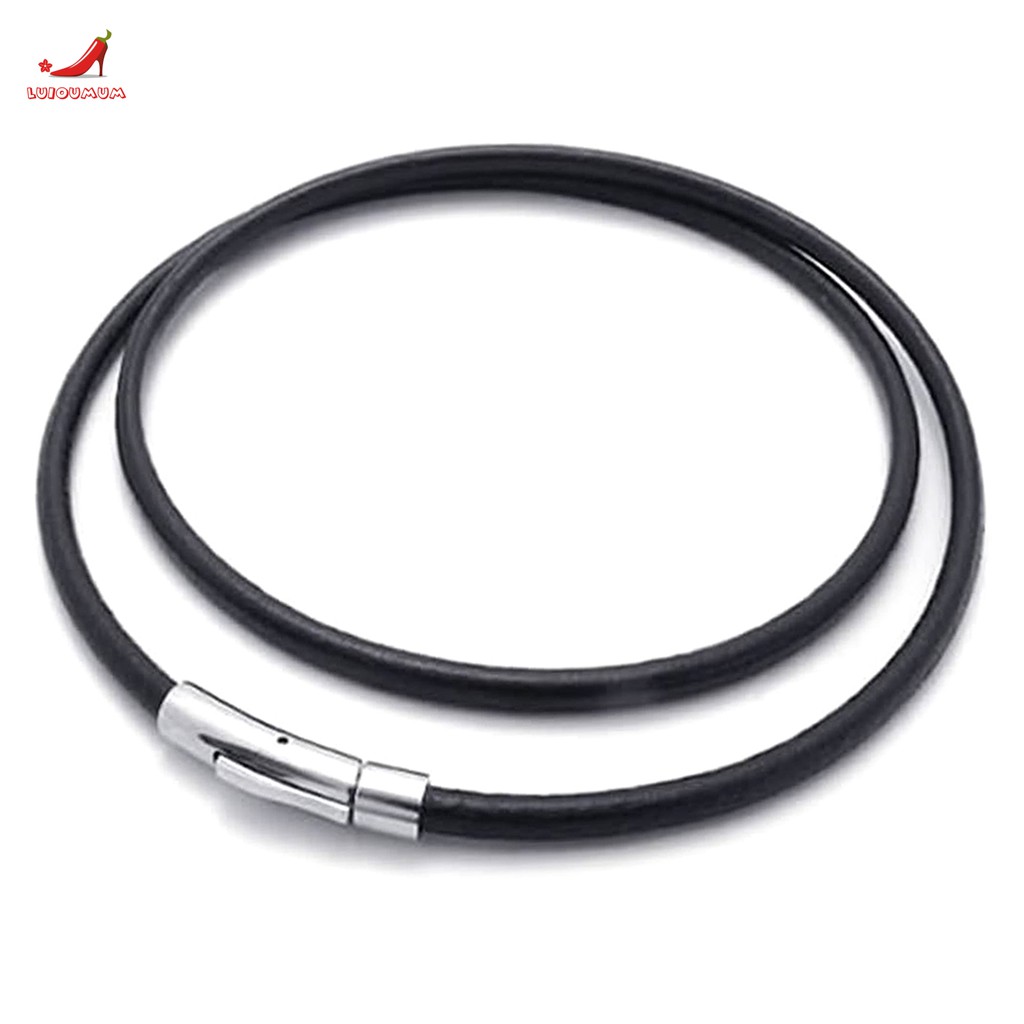 Trang sức vòng cổ nam bằng da PU màu đen dày 3mm dài 45cm