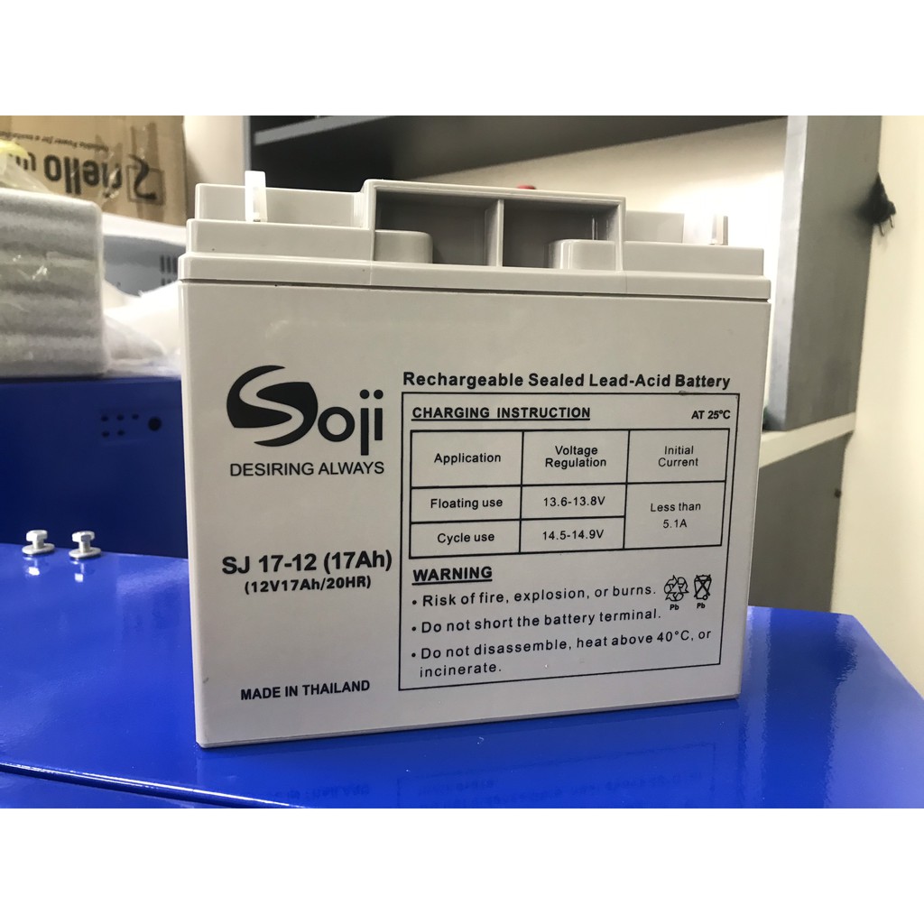 Ắc quy Soji nhập khẩu Thái Lan 12V 17Ah chuyên dụng cho UPS, NLMT