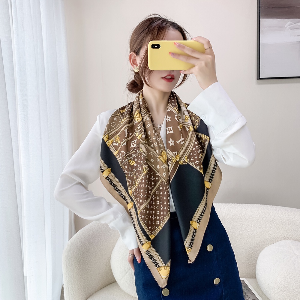 Khăn choàng cổ in hoa thanh lịch chất lượng cao 90x90cm Wj1006