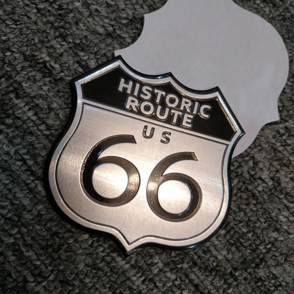 Tem nhôm dán xe Historic SRX Route US 66 7x6.5cm