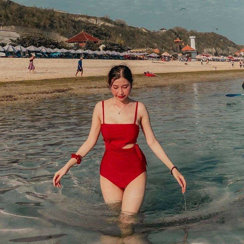 Bikini liền mảnh khoét eo nơ sexy mặc đi biển đi bơi đẹp- 3 Màu