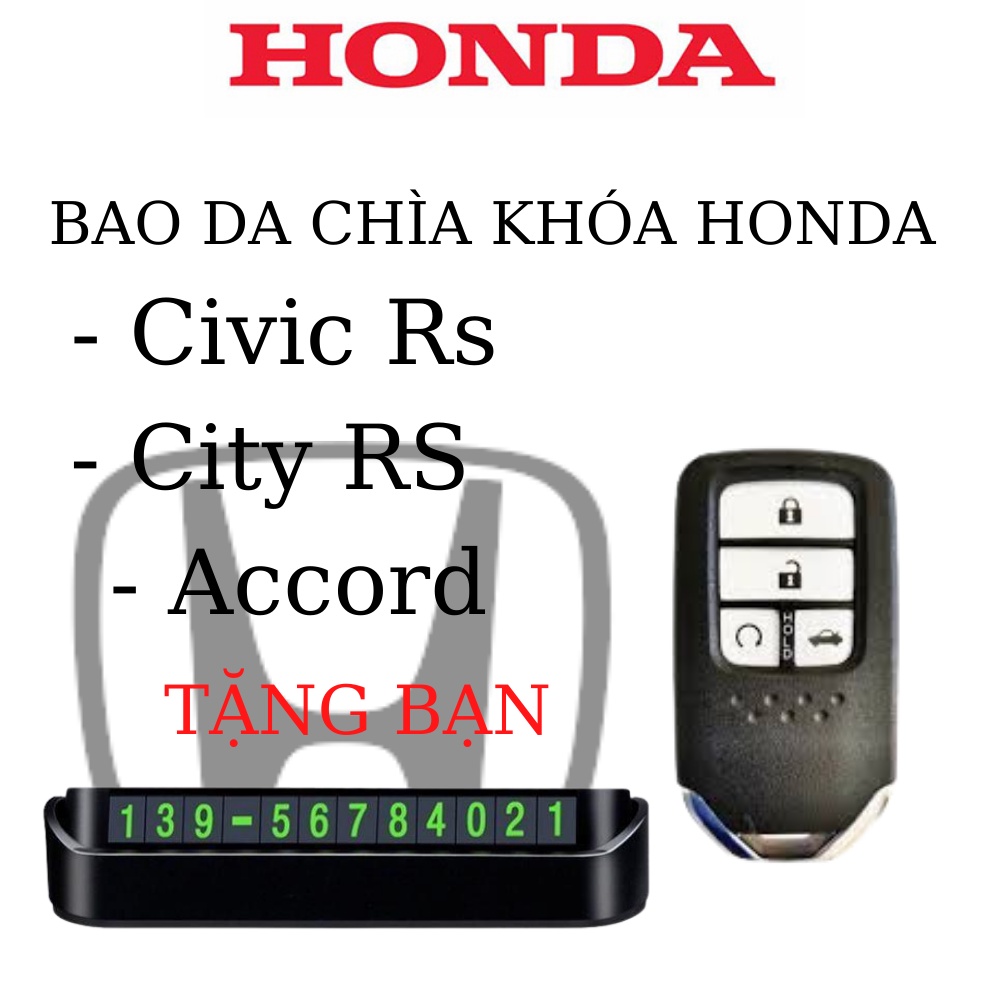 Bao da chìa khóa Honda Civic Rs City RS Accord 4 nút,Bọc chìa khóa Honda Civic Rs City RS Accord (H4)