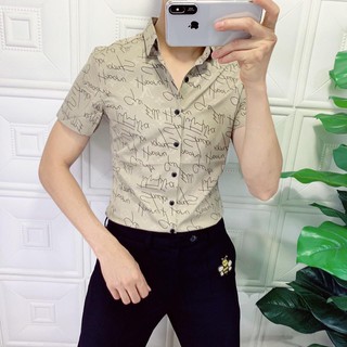 Áo sơ mi nam ngắn tay phối họa hoa lá cực đẹp hợp thời trang 2020