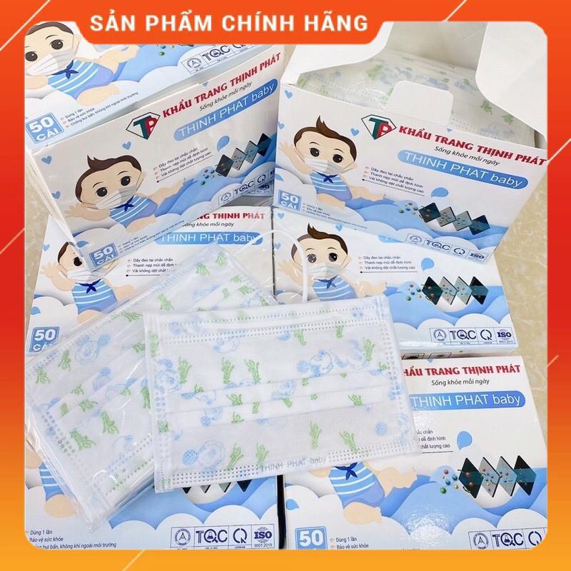 Khẩu trang trẻ em - Hộp 50 chiếc - chính hãng Thịnh Phát, ngăn khói bụi vi khuẩn.