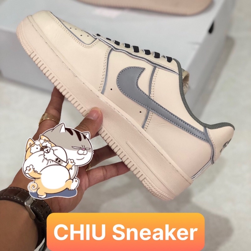 Giày thể thao nam nữ tăng chiều cao AF1 trắng phản quang giày Sneaker nam nữ air force1 trắng bạc xịn