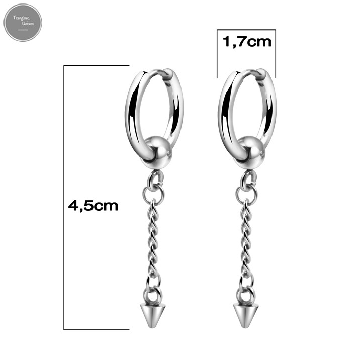 Bông tai nam nữ cá tính INOX dáng dài thời trang Hàn Quốc - 1 cặp - BT038