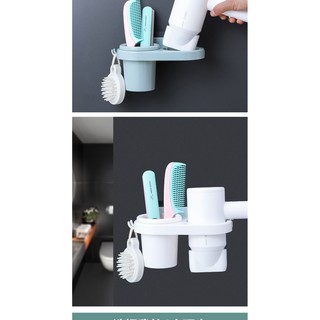  Cốc đựng bàn chải kiêm giá đỡ máy sấy tóc đa năng