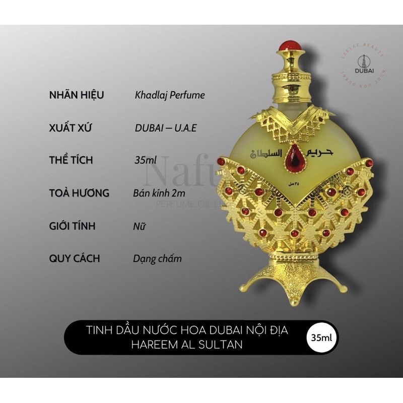 [NHẬP KHẨU DUBAI] Dầu thơm, Nước Hoa Tinh Dầu Dubai Nữ Bán Chạy Nhất Hareem Al Sultan 35ml