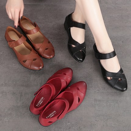 Giày thấp cho mẹ giày đen bệt mũi vuông trung niên êm chân GL001 | BigBuy360 - bigbuy360.vn