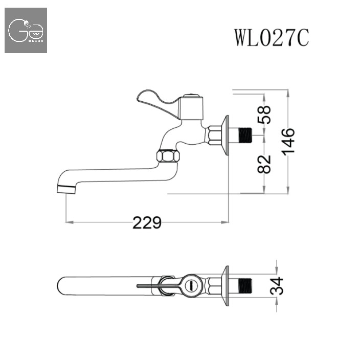 VÒI NƯỚC GẮN TƯỜNG LẠNH CAESAR WL027C - VOICSR0048