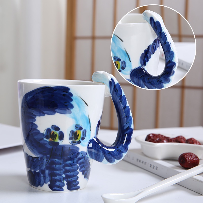 Cốc sứ uống nước có tay cầm hình thú 3d sáng tạo