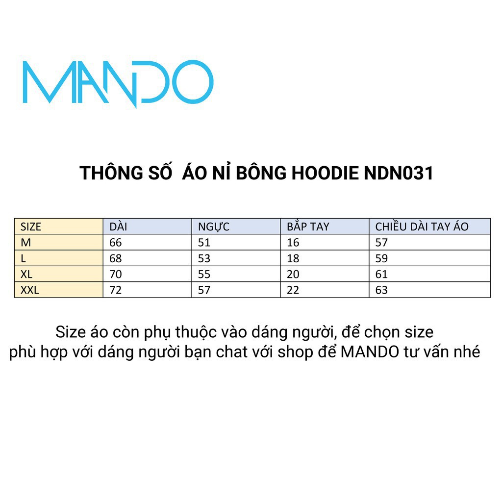 Áo Hoodie Nỉ Bông Có Mũ, 3 Màu ( Trắng, Đen, Xanh Lá) Form Rộng Unisex Thời Trang MANDO Phong Cách Hàn Quốc - NDN031