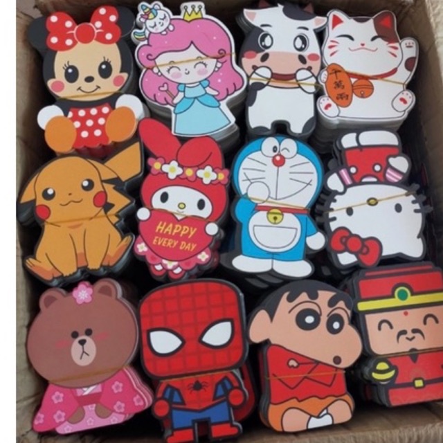 (Giao Ngẫu Nhiên) 1 Bao Lì Xì Hoạt Hình Chibi Đủ Mẫu Bìa Cứng Chuẩn Loại 1,To Dày và Chắc Chắn, bao lì xì tết
