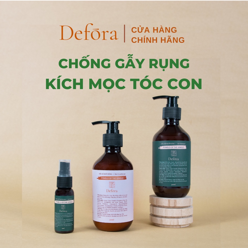 Dầu gội bưởi rừng 300ml + Dầu xả bưởi rừng 300ml + Tinh chất bưởi rừng 30ml DEFORA  ngăn rụng và kích thích mọc tóc