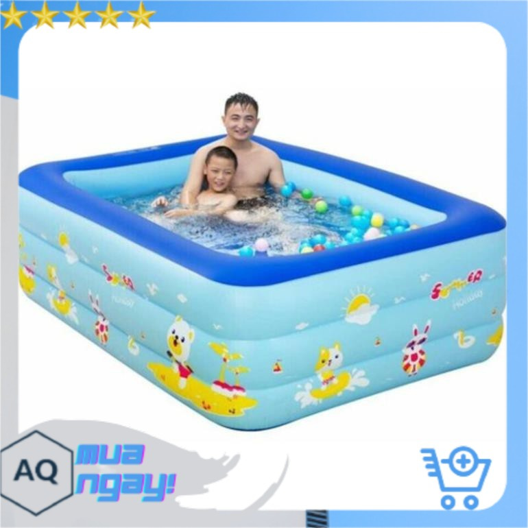 [FREESHIP] Bể Bơi Cho Bé, Bể Bơi Phao 3 Tầng Kích Thước 2M1 ( 210x135xCao55Cm ), Hàng Loại 1 Có Đáy Chống Trượt