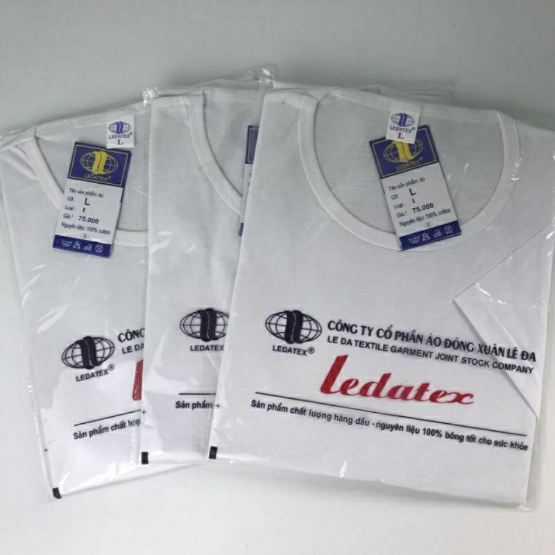 Áo lót nam cộc tay LEDATEX 100% cotton