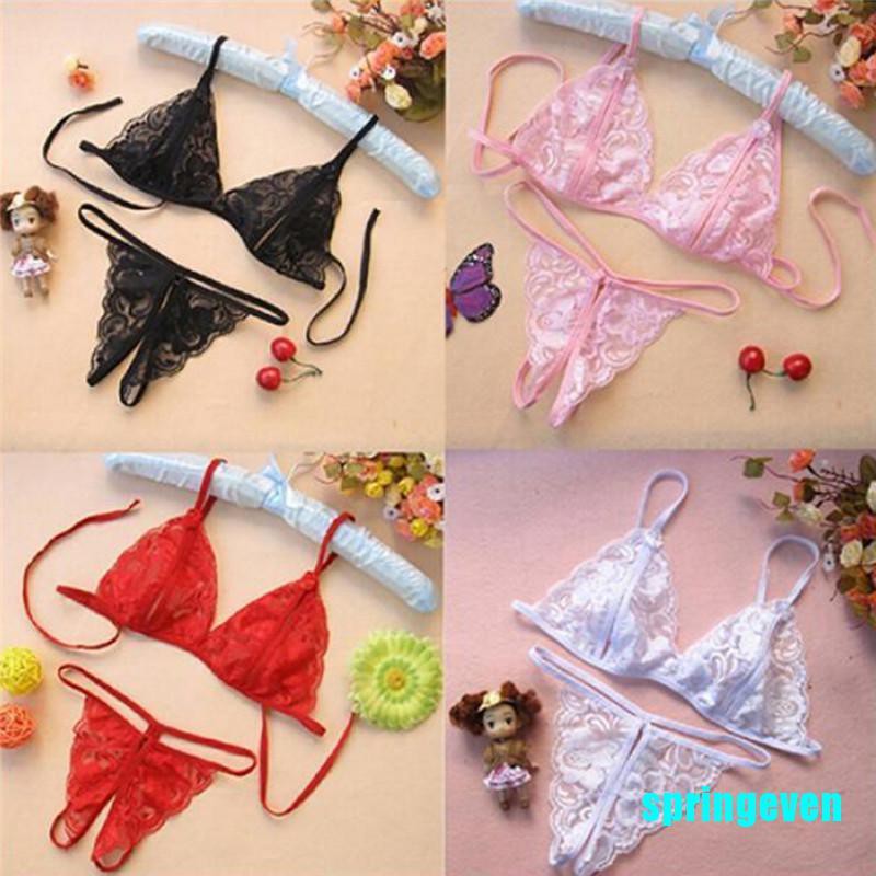 Bộ Đồ Lót Lọt Khe Phối Ren Quyến Rũ Cho Nữ