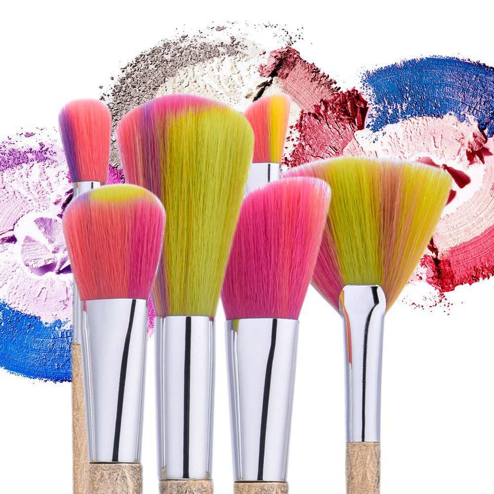 8 colorful nylon hair brush gold makeup brush