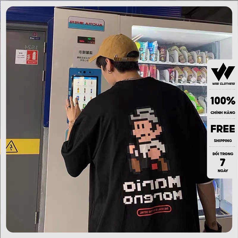 Áo phông tay lỡ unisex WIIS form rộng MARIO thời trang nam nữ oversize