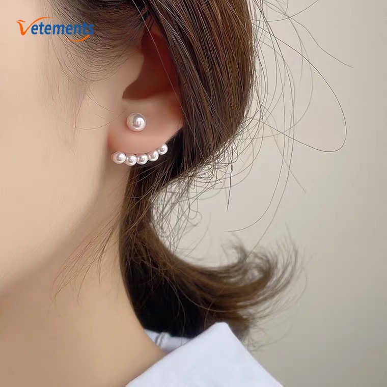 1 Đôi Bông Tai Ngọc Trai Giả Màu Vàng Đơn Giản Thanh Lịch Cho Nữ