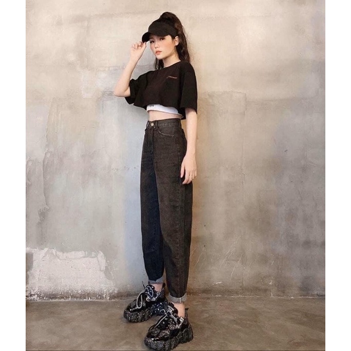 [Bigsize 30-35] Quần Baggy Trơn Xám Xịt Thời Trang, Chất Cotton Không Giãn, Lưng Cao Qua Rốn