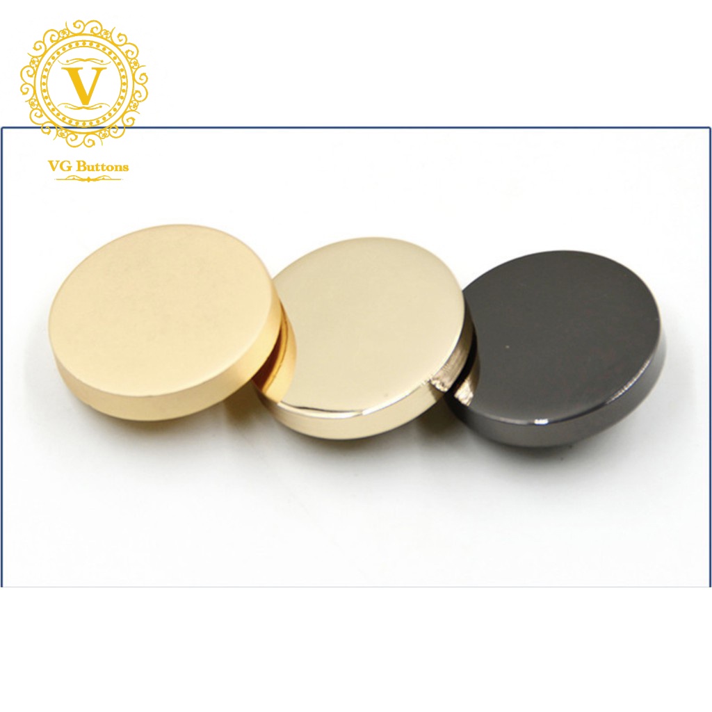 Vgbuttons Nút kim loại, khuy áo phẳng, mầu vàng / bạc / đen đủ size 15mm / 18mm / 20mm / 23mm / 25mm / 28mm