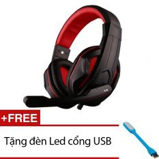 Tai nghe chụp tai OVANN X4 kèm Micro (Đen Phối Đỏ) + Tặng 1 đèn Led cổng USB