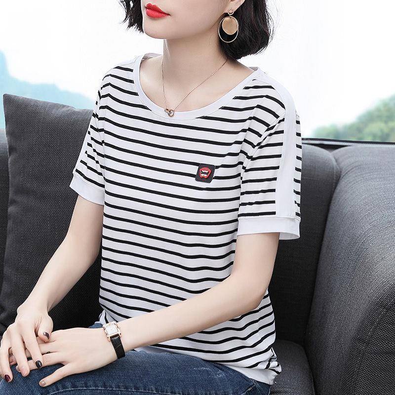 [ Mã 11FASHIONSALE1 giảm 10K đơn 50K ] Áo thun cotton tay ngắn dáng rộng có size lớn thanh lịch cho nữ trung niên | BigBuy360 - bigbuy360.vn