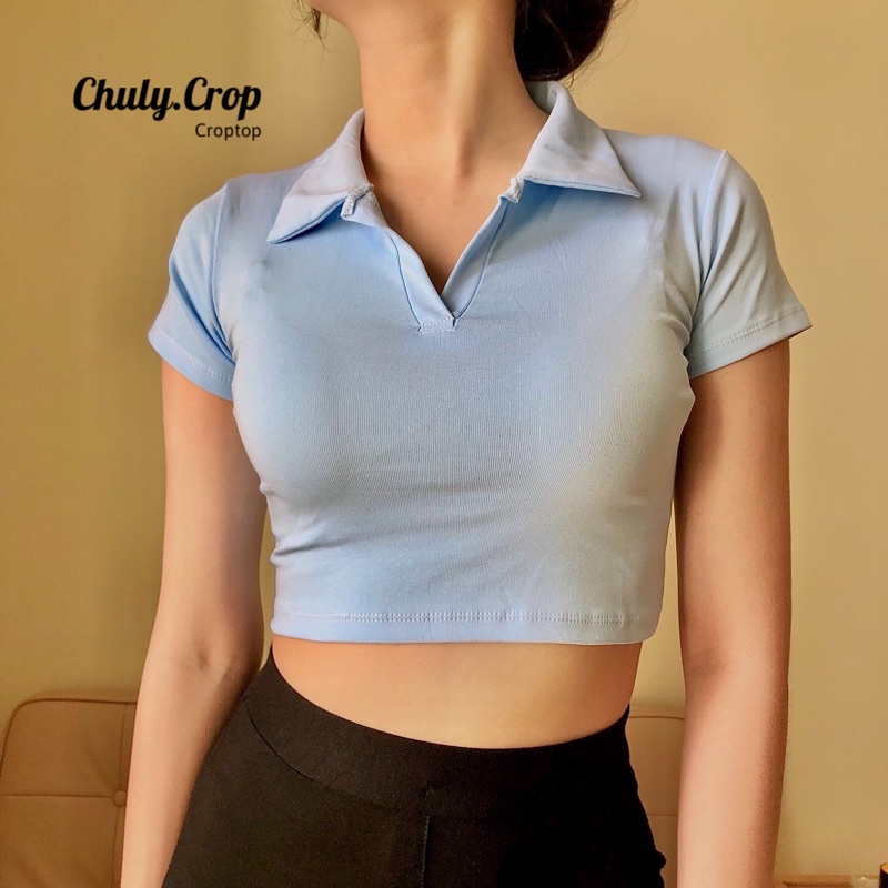 Áo croptop Polo đủ màu - áo croptop cổ gậpvải tốt