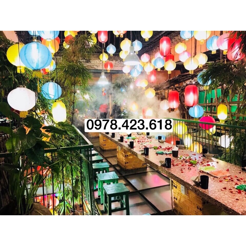 Đèn lồng vải hình trụ dài nhiều màu giá rẻ chống nước- đèn Hồng Kông Trung Quốc trang trí Lễ Tết, khu du lịch ngoài trời