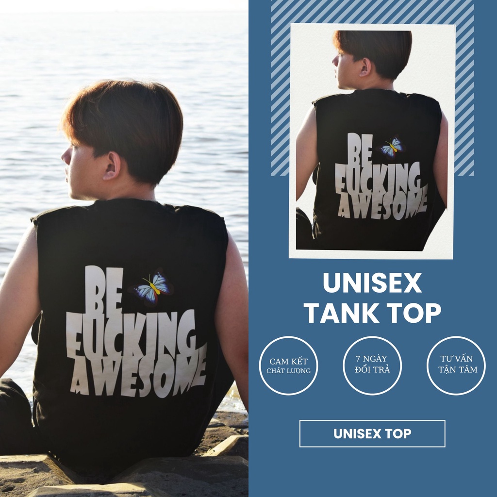 Áo thun sát nách màu đen Unisex tank top cho nam nữ mặc mùa hè