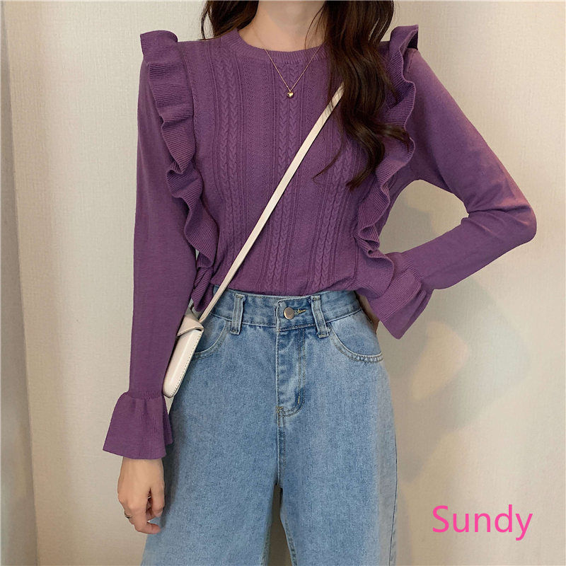 Áo Sweater Dệt Kim Thiết Kế Xinh Xắn Cho Nữ