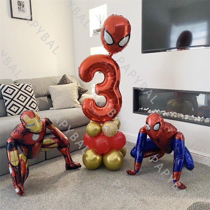 Bong Bóng Nhôm 3D Hình Spiderman Iron Man Batman Superhero Trang Trí Tiệc Sinh Nhật Cho Bé Trai