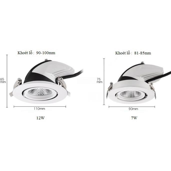 Bộ 10 Đèn Led âm trần đế xoay 360 độ 7w, đèn soi tranh, đèn trang trí shop.