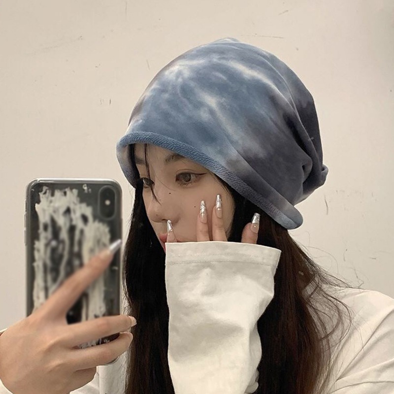 Mũ beanie mềm mại họa tiết nhuộm màu thời trang mùa đông cho nam và nữ