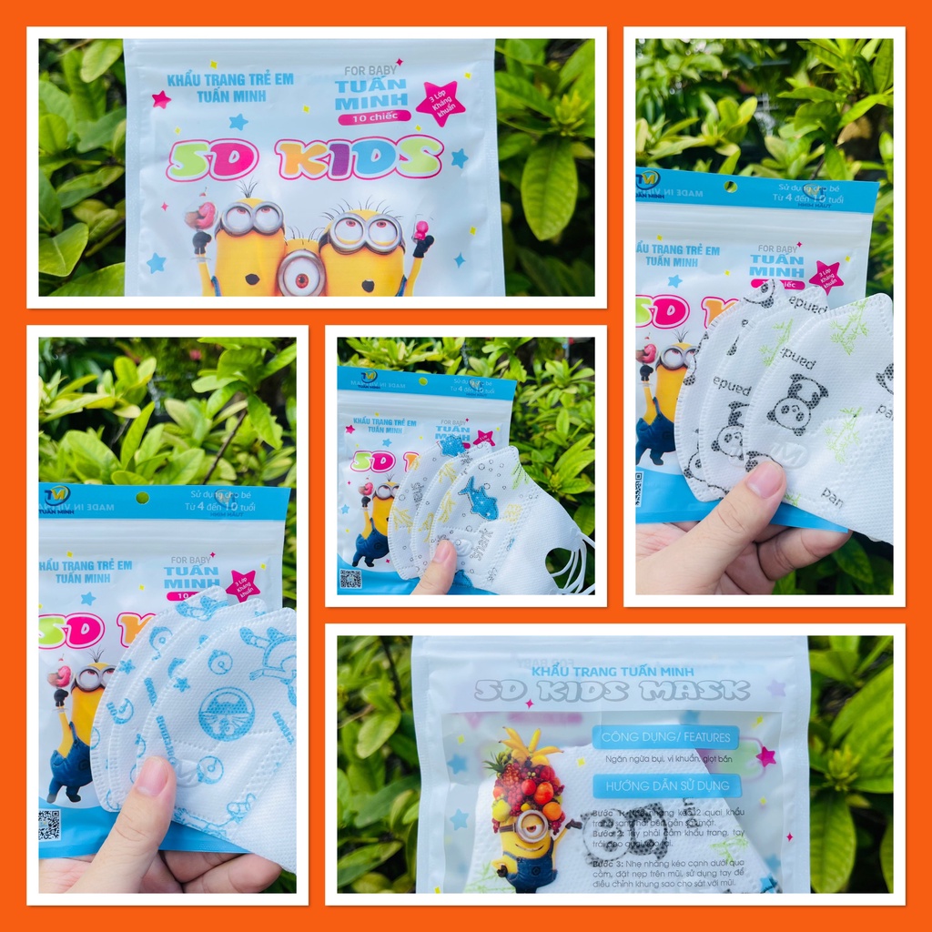 Khẩu Trang kháng khuẩn 5D Mask TM  Chính Hãng( hộp 50c) Khẩu trang trẻ e 5D Kid
