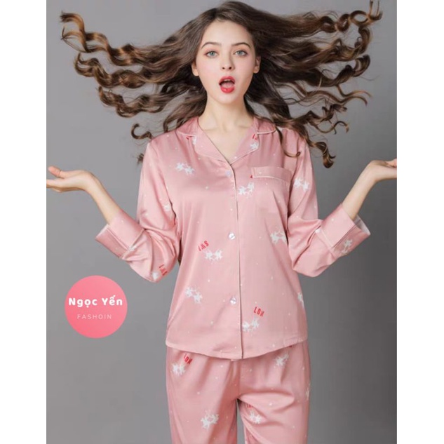 Pyjama đồ bộ dài tay lụa Quảng Châu cao cấp chất lượng | BigBuy360 - bigbuy360.vn