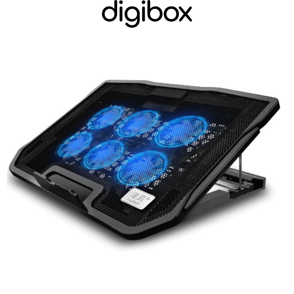 Đế Tản Nhiệt NUOXI H9 Với 2 Cổng USB 6 Cánh Quạt Tản Nhiệt Êm Ái Cho Laptop, Macbook