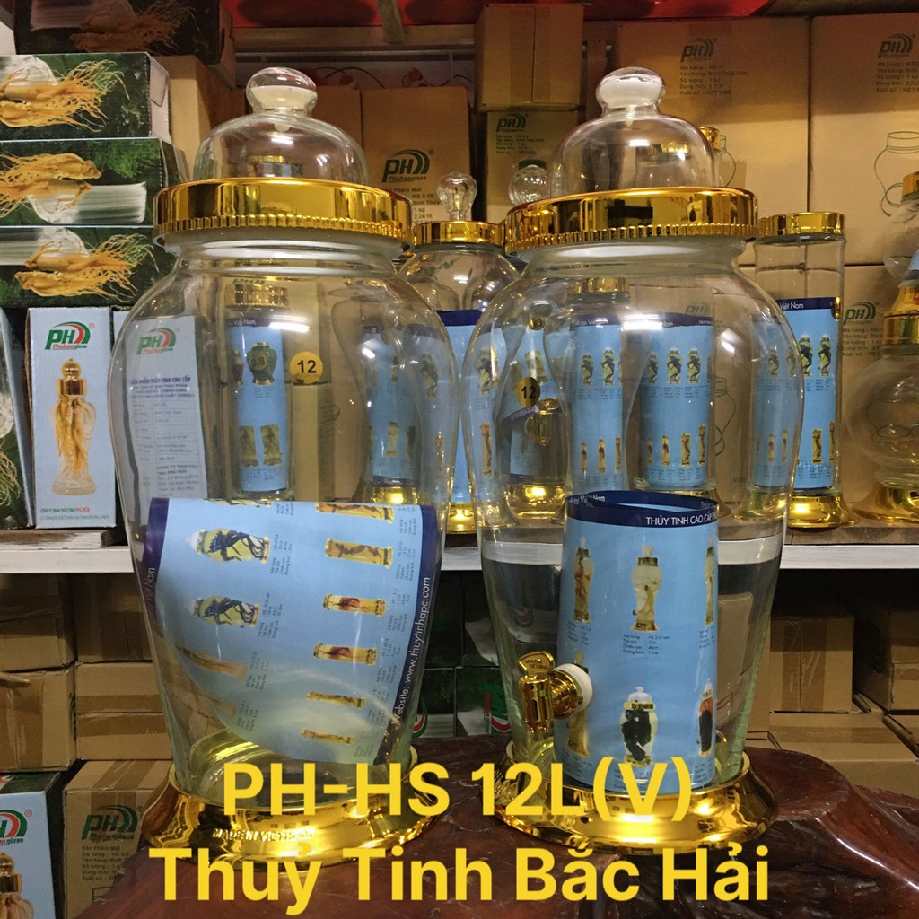 BÌNH NGÂM RƯỢU THỦY TINH CAO CÂP 12Lít -KHÔNG CHÌ -  SẢN XUẤT TẠI VIỆT NAM-THỦY TINH BẮC HẢI