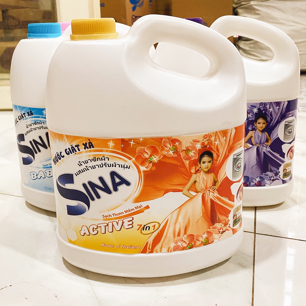 [ BÌNH TO - GIẶT THƠM, MỀM VẢI ] CAN 3000ml nước giặt xả làm mềm vải 7in1 Sina công nghệ Thái Lan (Date: 36 tháng)