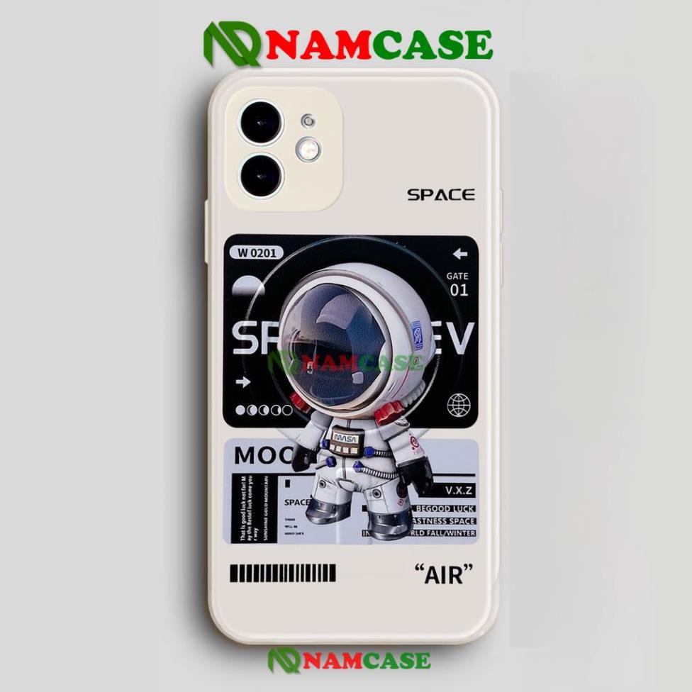 Ốp lưng iPhone Phi hành gia Nasa Cute cạnh viền vuông silicon mềm dẻo cho iphone 6/6s/7/8/X/XS/11/12/13 Pro Plus Max