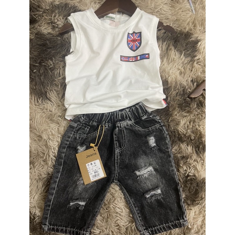 Set áo 3 lỗ cờ Mỹ quần jean siêu ngầu bé trai 💯% chất liệu COTTON - Hàng Quảng Châu CC - Theo dõi Shop để nhận Voucher