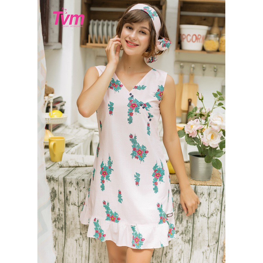 Đầm ngủ mặc nhà nữ sát nách Tvm Luxury Homewear DA064