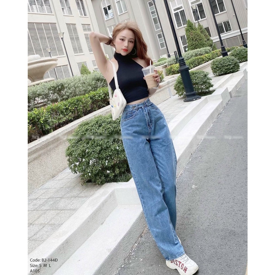 Quần Jeans Baggy Lưng Cao Ống Suông, Quần Jeans Baggy Nữ Ống Rộng, Quần Jeans Baggy Nữ Cạp Cao Ống Rộng