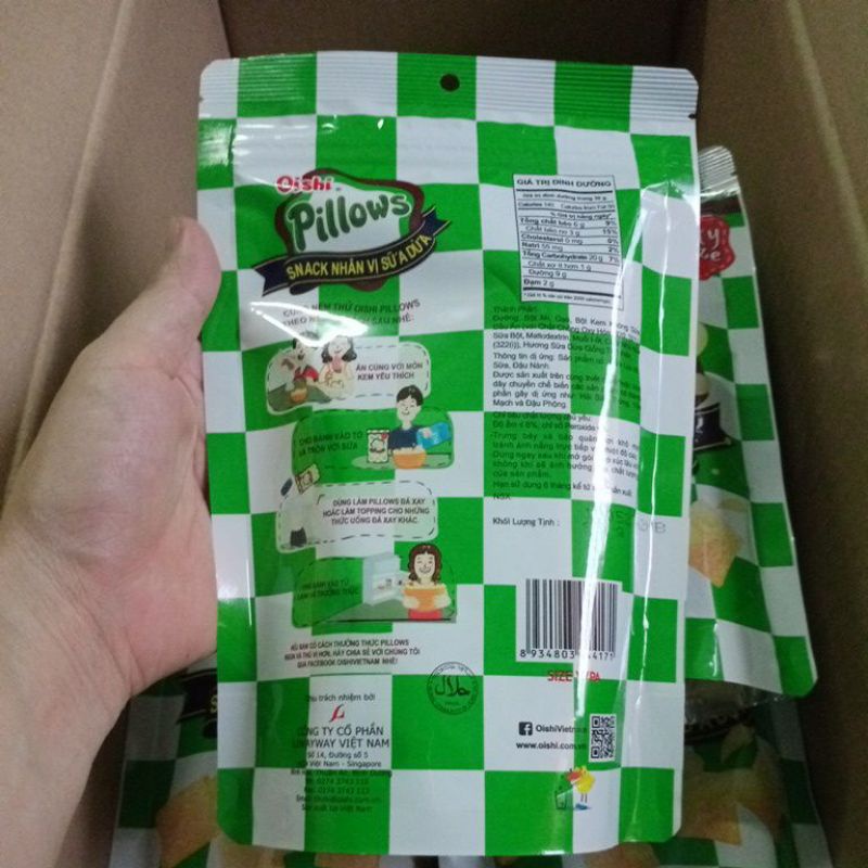 Bánh Snack Nhân Sữa Dừa Oishi Pillows