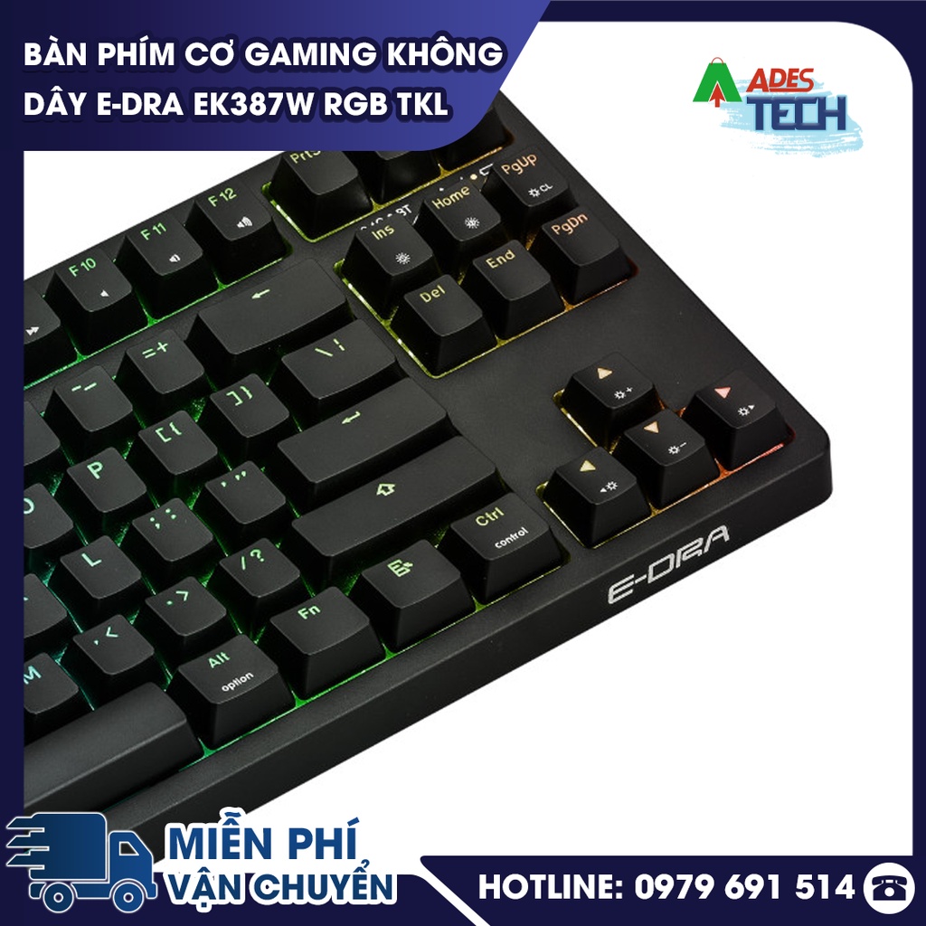 Bàn phím cơ Gaming không dây EDRA EK387W RGB TKL Bảo hành 24 tháng