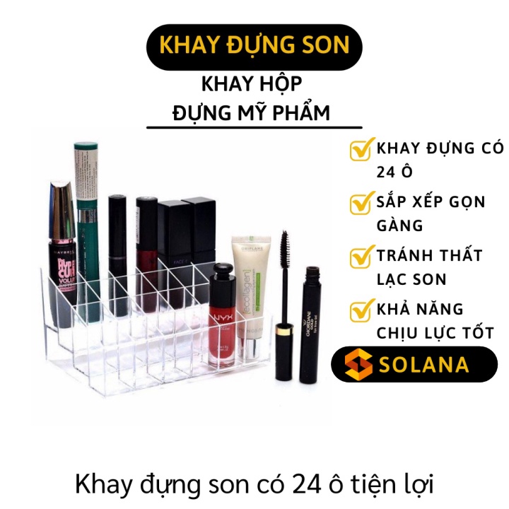 Khay Đựng Son - Kệ 24 Ô Đựng Son Trong Suốt Mica - Hộp Chứa Mỹ Phẩm Giữ Gọn Gàng 4053